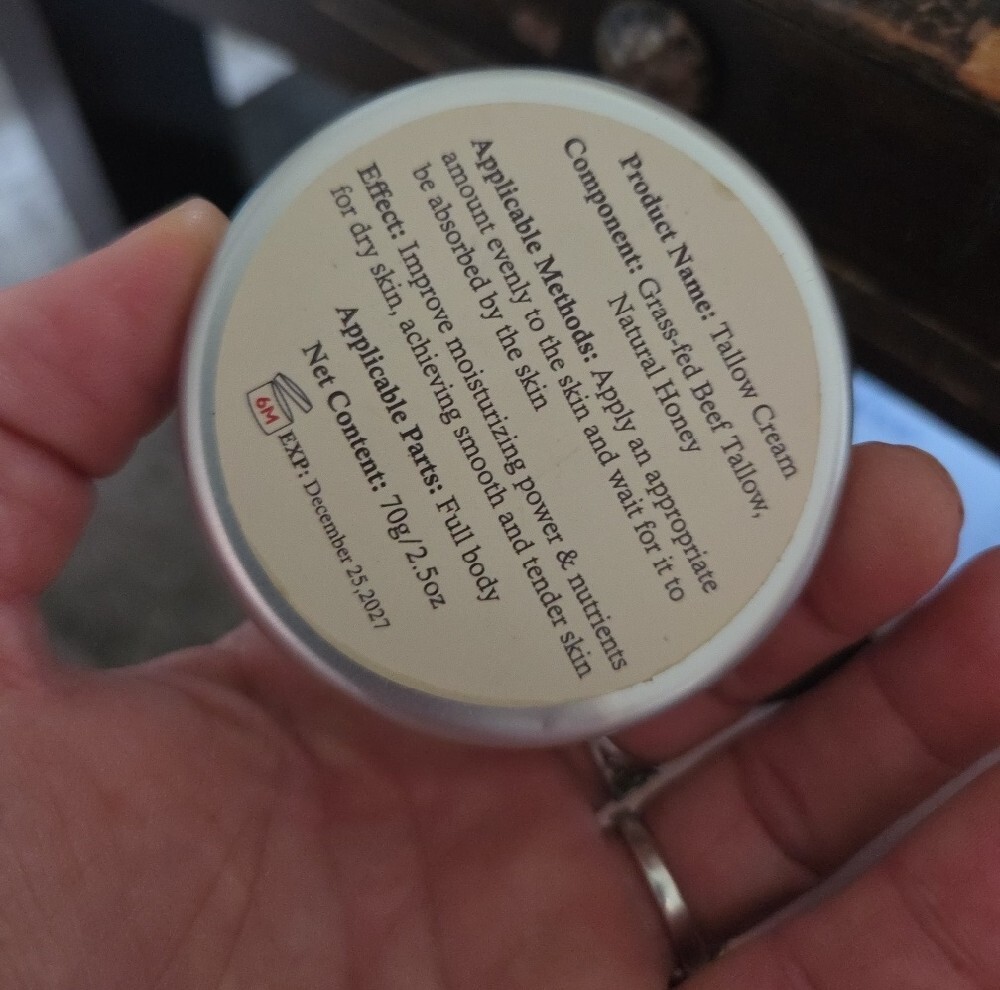 100% Grass-Fed Tallow Honey Cream In Tin New Sealed - Picture 2 of 5